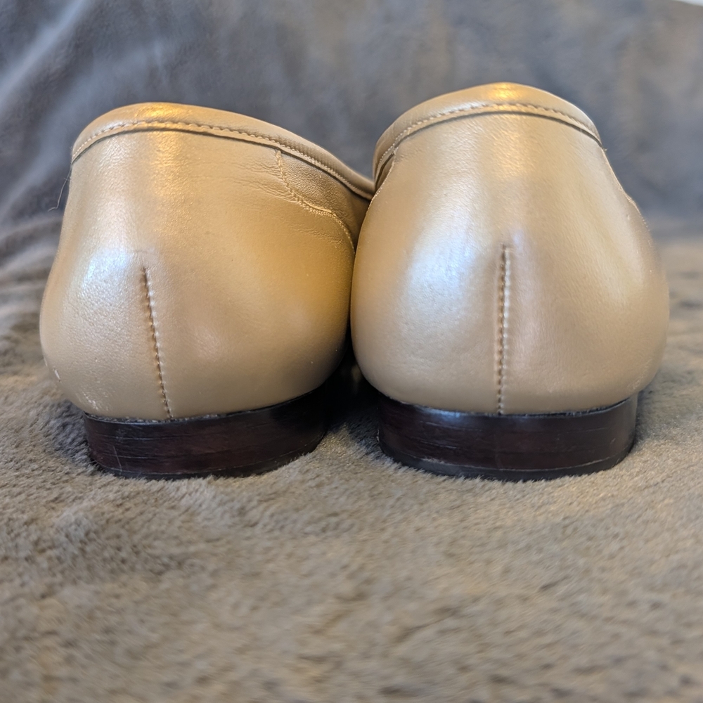 VTG Enzo Angiolini Gold Metallic Liberty Leather Flat Loafers Minimalist 90s - Picture 4 of 12